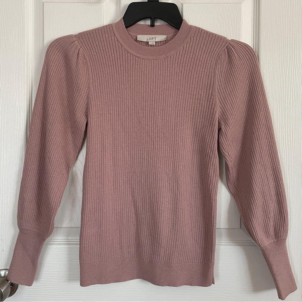Loft Long Puff Sleeve Shimmer Top
